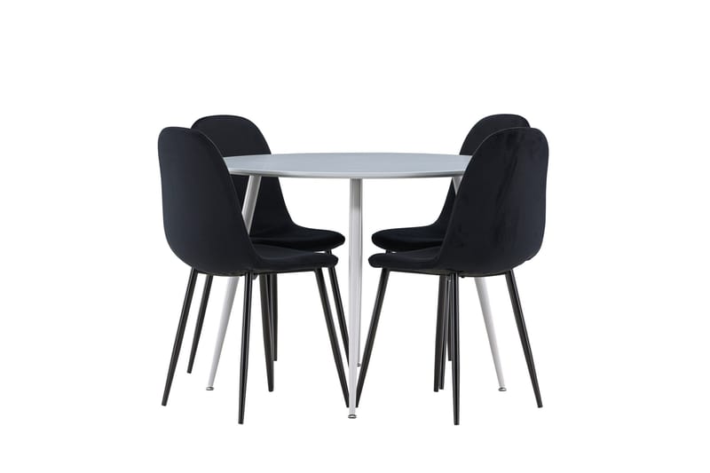 Plaza Spisegruppe 100 cm Rund med 4 Polar stoler - Grå/Sort - Møbler - Bord - Spisegrupper