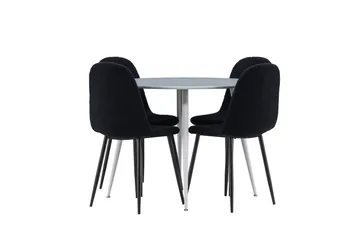 Plaza Spisegruppe 100 cm Rund med 4 Polar stoler - Grå/Sort - Møbler - Bord - Spisegrupper