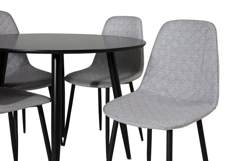 Plaza Spisegruppe 100 cm Rund med 4 Polar Stoler - Sort - Møbler - Bord - Spisegrupper