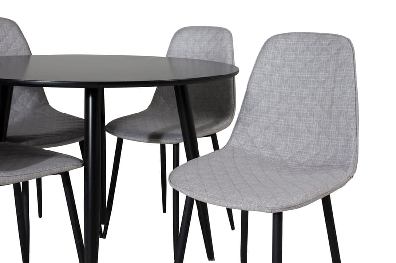 Plaza Spisegruppe 100 cm Rund med 4 Polar Stoler - Sort - Møbler - Bord - Spisegrupper