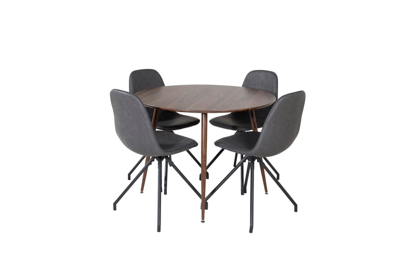 Plaza Spisegruppe 100 cm Rund med 4 Polar Stoler, Sort