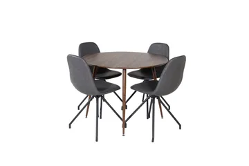 Plaza Spisegruppe 100 cm Rund med 4 Polar Stoler - Sort - Møbler - Bord - Spisegrupper