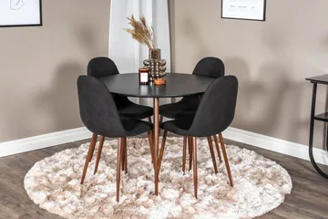 Plaza Spisegruppe 100 cm Rund med 4 Polar Stoler - Sort - Møbler - Bord - Spisegrupper