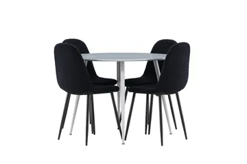 Plaza Spisegruppe 100 cm Rund med 4 Polar stoler - Grå/Sort - Møbler - Bord - Spisegrupper