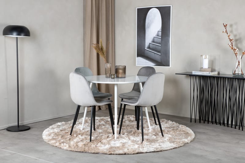 Plaza Spisegruppe 100 cm Rund med 4 Polar Stoler - Sort - Møbler - Bord - Spisegrupper