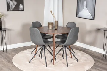 Plaza Spisegruppe 100 cm Rund med 4 Polar Stoler - Sort - Møbler - Bord - Spisegrupper
