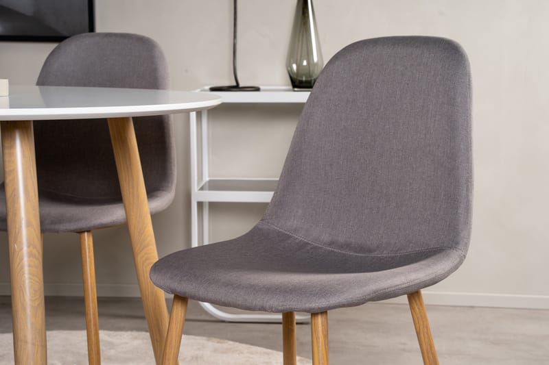 Plaza Spisegruppe 100 cm Rund med 4 Polar Stoler - Natur - Møbler - Bord - Spisegrupper