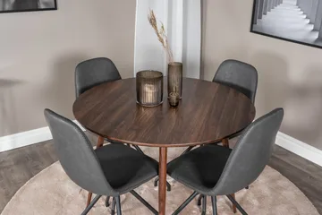 Plaza Spisegruppe 100 cm Rund med 4 Polar Stoler - Sort - Møbler - Bord - Spisegrupper