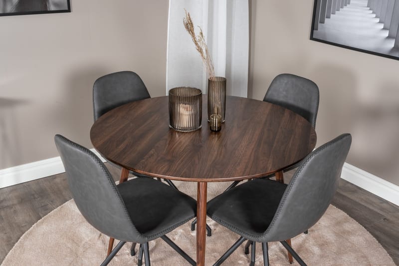 Plaza Spisegruppe 100 cm Rund med 4 Polar Stoler - Sort - Møbler - Bord - Spisegrupper
