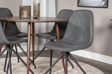 Plaza Spisegruppe 100 cm Rund med 4 Polar Stoler - Sort - Møbler - Bord - Spisegrupper