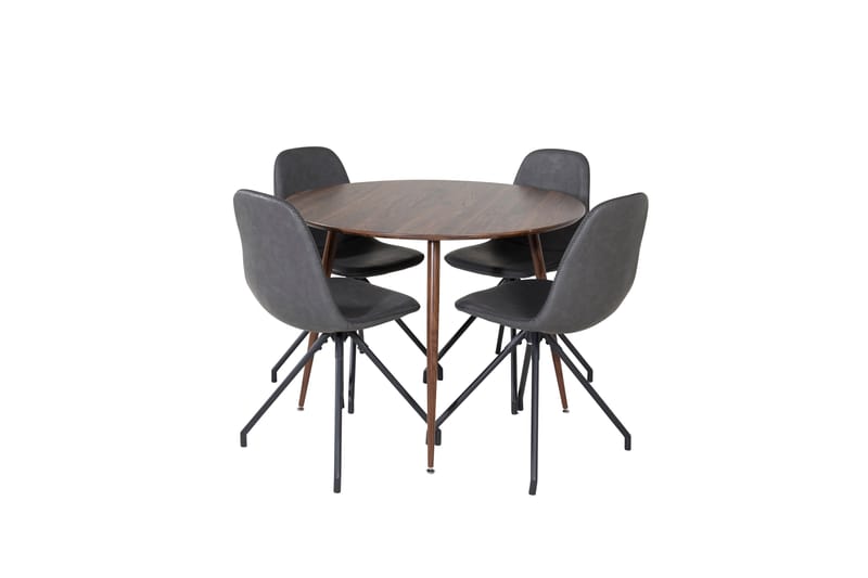 Plaza Spisegruppe 100 cm Rund med 4 Polar Stoler - Sort - Møbler - Bord - Spisegrupper