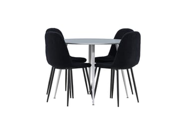 Plaza Spisegruppe 100 cm Rund med 4 Polar stoler - Grå/Sort - Møbler - Bord - Spisegrupper