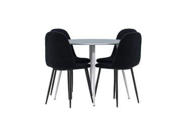 Plaza Spisegruppe 100 cm Rund med 4 Polar stoler - Grå/Sort - Møbler - Bord - Spisegrupper