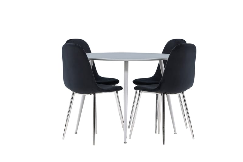 Plaza Spisegruppe 100 cm Rund med 4 Polar stoler - Grå/Sort - Møbler - Bord - Spisegrupper