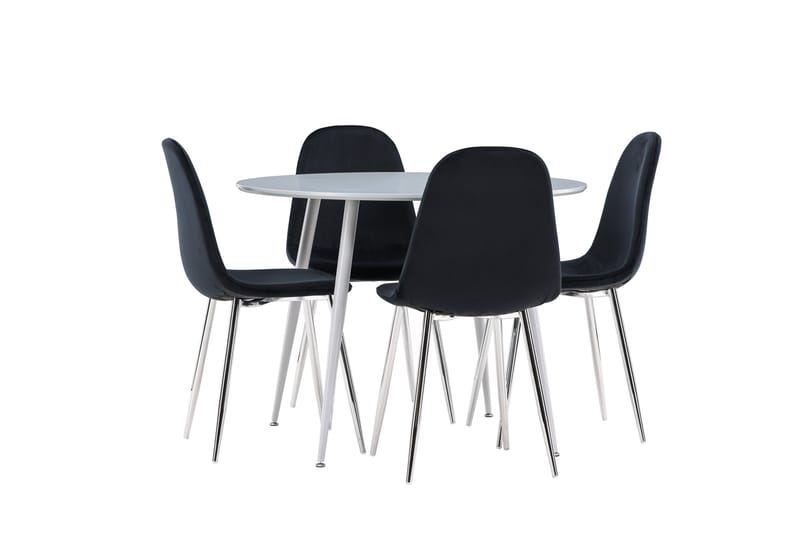 Plaza Spisegruppe 100 cm Rund med 4 Polar stoler - Grå/Sort - Møbler - Bord - Spisegrupper