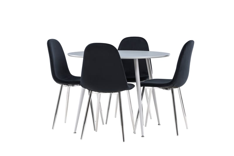 Plaza Spisegruppe 100 cm Rund med 4 Polar stoler - Grå/Sort - Møbler - Bord - Spisegrupper