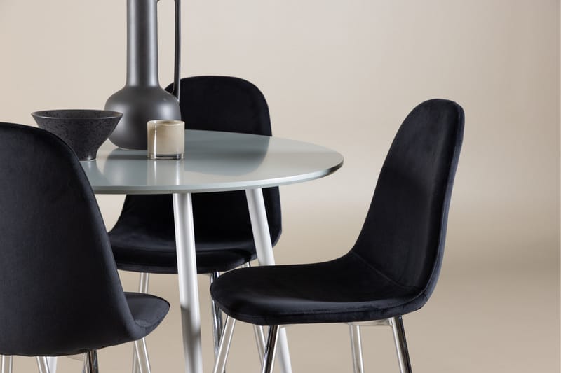 Plaza Spisegruppe 100 cm Rund med 4 Polar stoler - Grå/Sort - Møbler - Bord - Spisegrupper