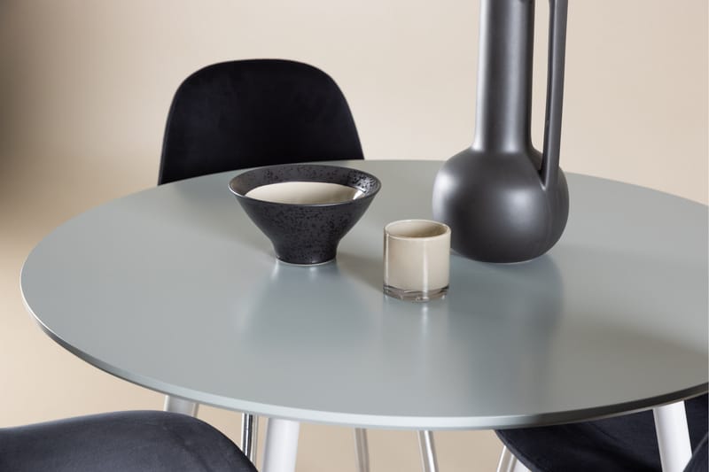 Plaza Spisegruppe 100 cm Rund med 4 Polar stoler - Grå/Sort - Møbler - Bord - Spisegrupper