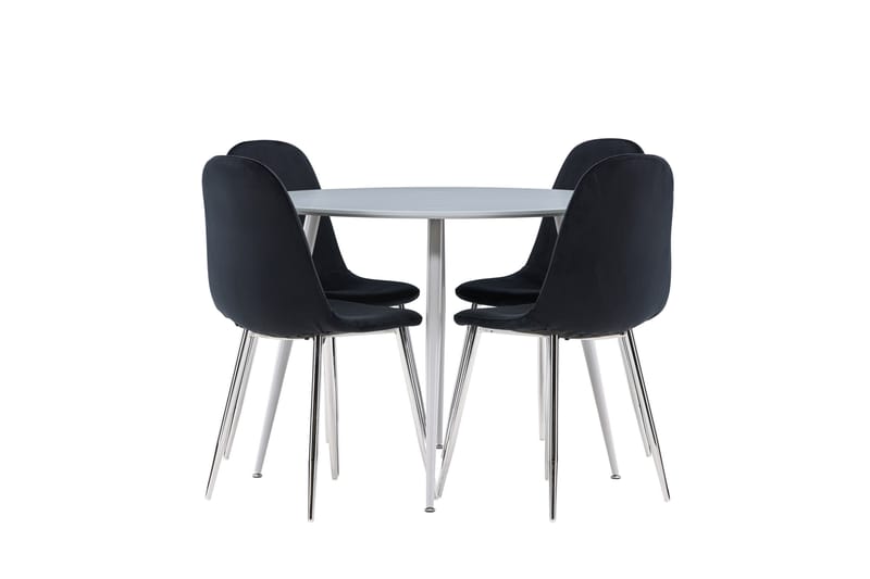 Plaza Spisegruppe 100 cm Rund med 4 Polar stoler - Grå/Sort - Møbler - Bord - Spisegrupper