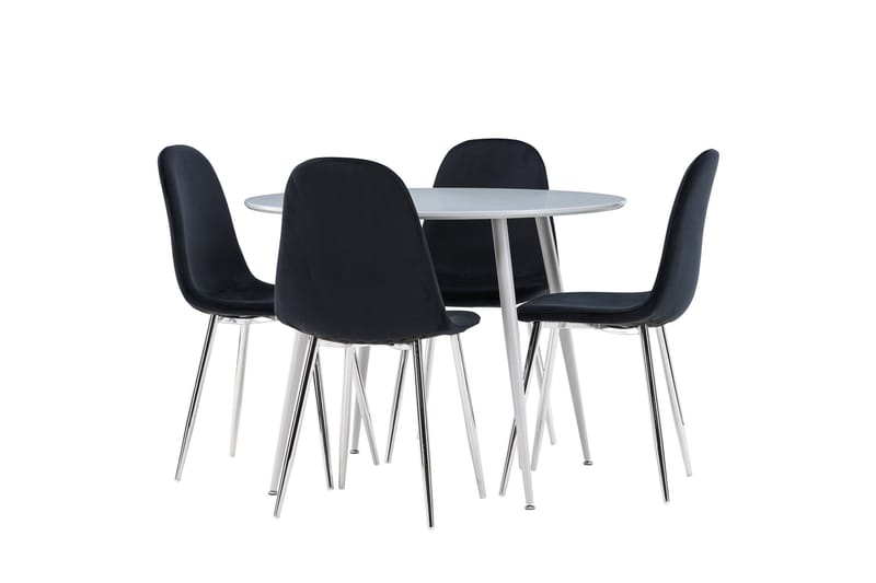 Plaza Spisegruppe 100 cm Rund med 4 Polar stoler - Grå/Sort - Møbler - Bord - Spisegrupper