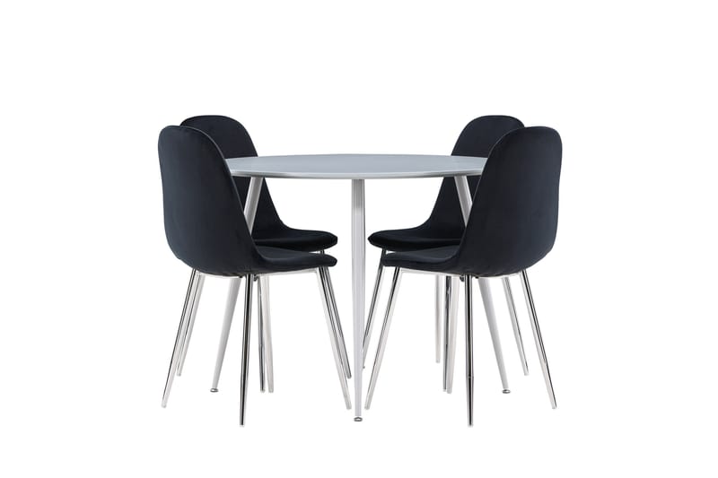 Plaza Spisegruppe 100 cm Rund med 4 Polar stoler - Grå/Sort - Møbler - Bord - Spisegrupper