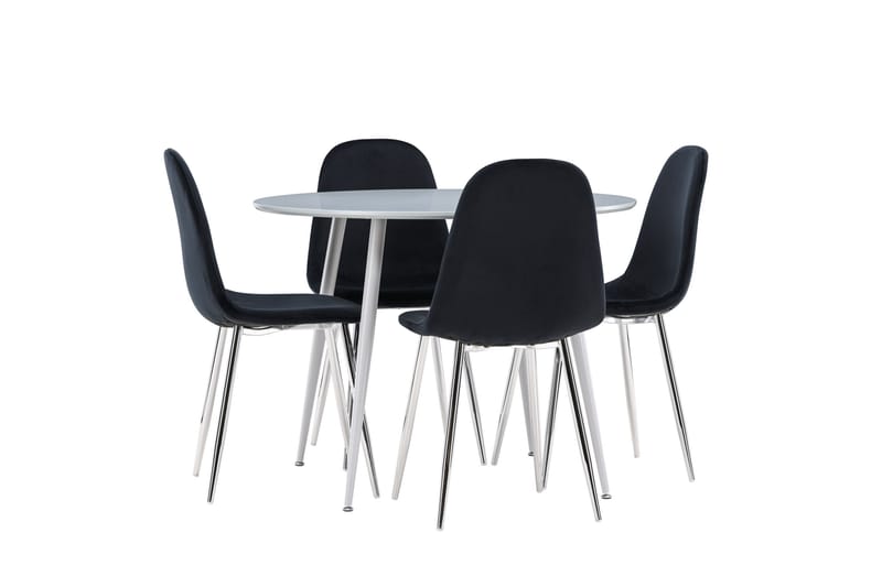 Plaza Spisegruppe 100 cm Rund med 4 Polar stoler - Grå/Sort - Møbler - Bord - Spisegrupper