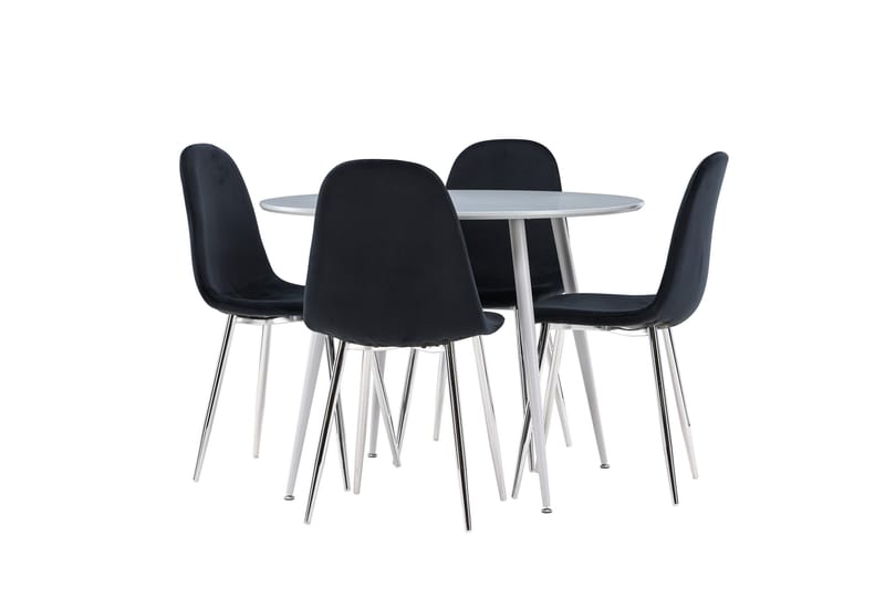 Plaza Spisegruppe 100 cm Rund med 4 Polar stoler - Grå/Sort - Møbler - Bord - Spisegrupper