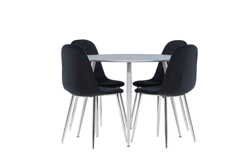 Plaza Spisegruppe 100 cm Rund med 4 Polar stoler - Grå/Sort - Møbler - Bord - Spisegrupper