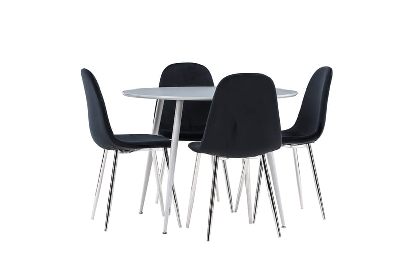 Plaza Spisegruppe 100 cm Rund med 4 Polar stoler - Grå/Sort - Møbler - Bord - Spisegrupper