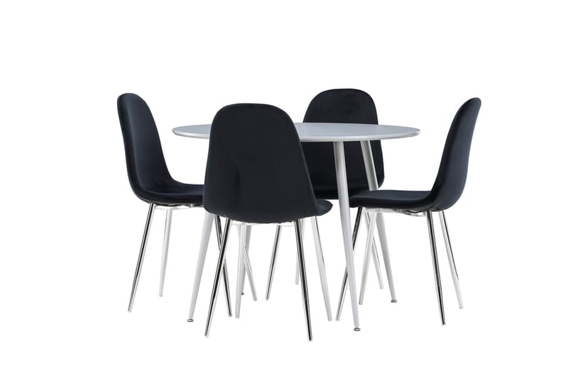Plaza Spisegruppe 100 cm Rund med 4 Polar stoler - Grå/Sort - Møbler - Bord - Spisegrupper