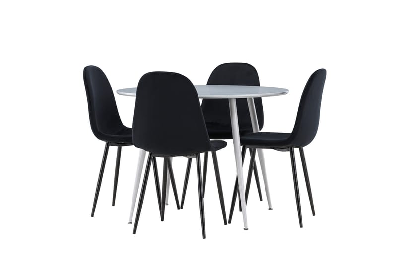 Plaza Spisegruppe 100 cm Rund med 4 Polar stoler - Grå/Sort - Møbler - Bord - Spisegrupper