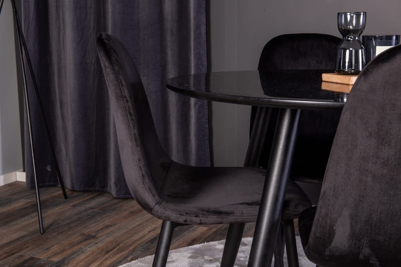 Plaza Spisegruppe 100 cm Rund med 4 Polar Stoler - Svart - Møbler - Bord - Spisegrupper