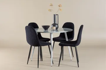 Plaza Spisegruppe 100 cm Rund med 4 Polar stoler - Grå/Sort - Møbler - Bord - Spisegrupper