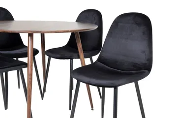 Plaza Spisegruppe 100 cm Rund med 4 Polar Stoler - Sort - Møbler - Bord - Spisegrupper