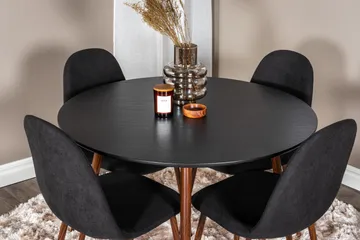Plaza Spisegruppe 100 cm Rund med 4 Polar Stoler - Sort - Møbler - Bord - Spisegrupper