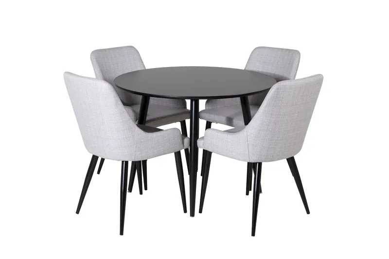 Plaza Spisegruppe 100 cm Rund med 4 Plaza Stoler, Sort