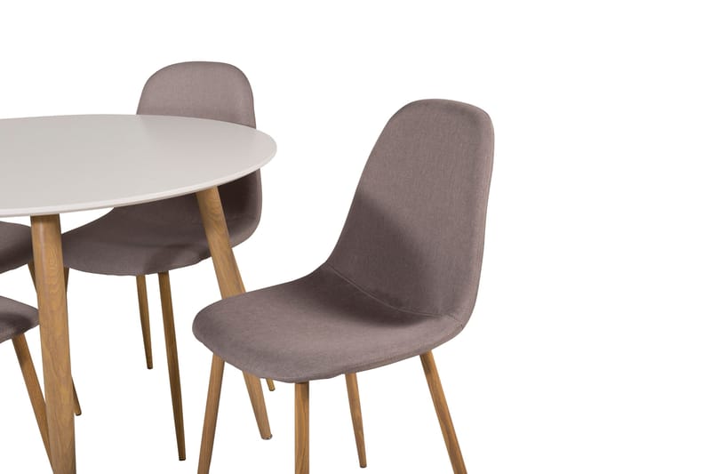 Plaza Spisegruppe 100 cm Rund med 4 Polar Stoler - Natur - Møbler - Bord - Spisegrupper