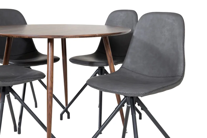 Plaza Spisegruppe 100 cm Rund med 4 Polar Stoler - Sort - Møbler - Bord - Spisegrupper