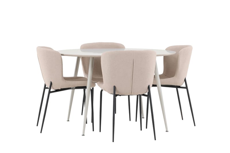 Plaza Spisegruppe 120 cm Rund med 4 Modesto stoler - Beige/Beige - Møbler - Bord - Spisegrupper