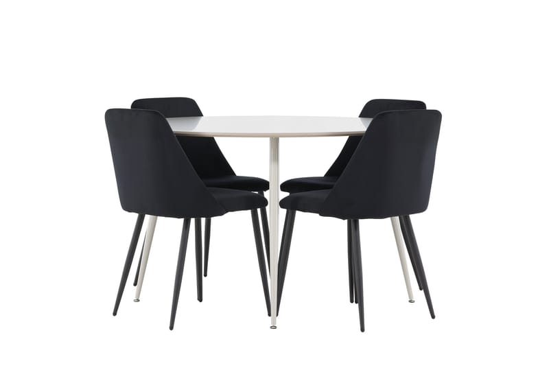 Plaza Spisegruppe 120 cm Rund med 4 Night stoler - Beige/Sort - Møbler - Bord - Spisegrupper