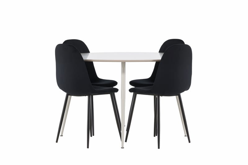 Plaza Spisegruppe 120 cm Rund med 4 Polar stoler - Beige/Sort - Møbler - Bord - Spisegrupper