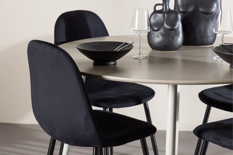 Plaza Spisegruppe 120 cm Rund med 4 Polar stoler - Beige/Sort - Møbler - Bord - Spisegrupper