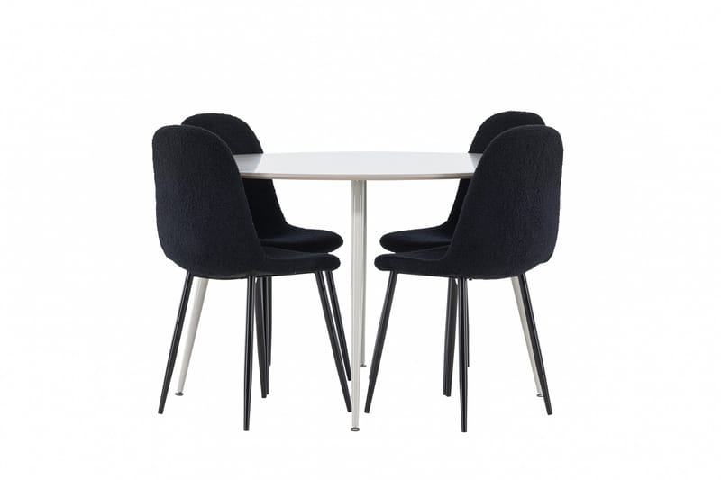 Plaza Spisegruppe 120 cm Rund med 4 Polar stoler - Beige/Sort - Møbler - Bord - Spisegrupper