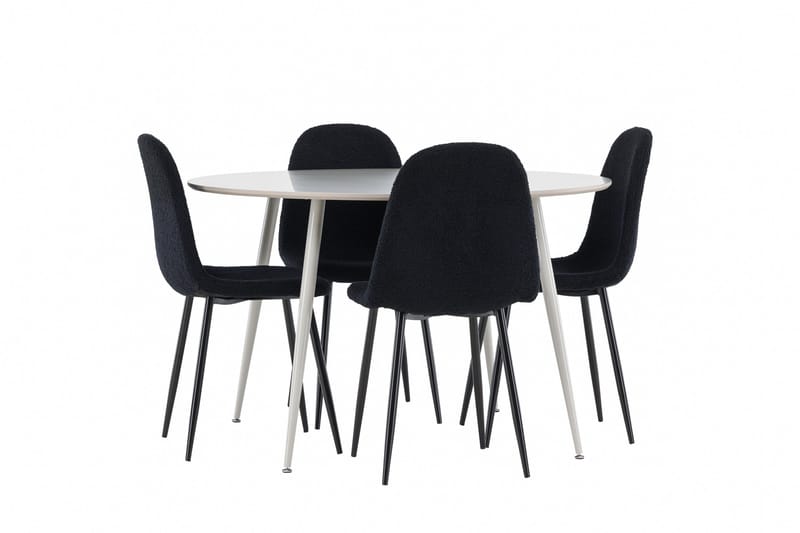 Plaza Spisegruppe 120 cm Rund med 4 Polar stoler - Beige/Sort - Møbler - Bord - Spisegrupper