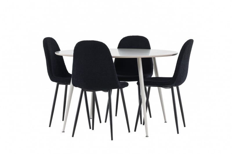 Plaza Spisegruppe 120 cm Rund med 4 Polar stoler - Beige/Sort - Møbler - Bord - Spisegrupper