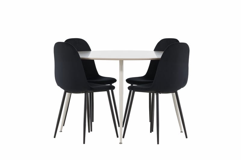 Plaza Spisegruppe 120 cm Rund med 4 Polar stoler - Beige/Sort - Møbler - Bord - Spisegrupper
