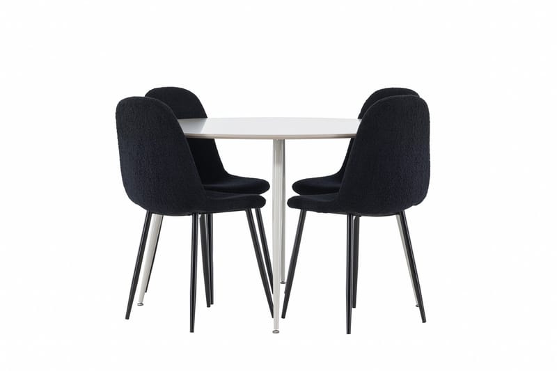 Plaza Spisegruppe 120 cm Rund med 4 Polar stoler - Beige/Sort - Møbler - Bord - Spisegrupper
