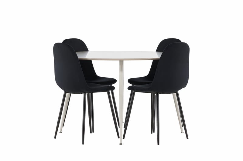 Plaza Spisegruppe 120 cm Rund med 4 Polar stoler - Beige/Sort - Møbler - Bord - Spisegrupper