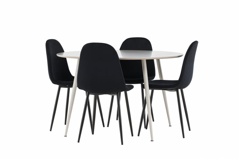 Plaza Spisegruppe 120 cm Rund med 4 Polar stoler - Beige/Sort - M øbler - Bord - Spisegrupper