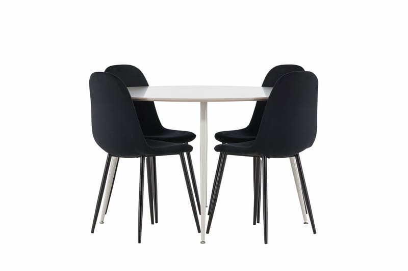 Plaza Spisegruppe 120 cm Rund med 4 Polar stoler - Beige/Sort - Møbler - Bord - Spisegrupper